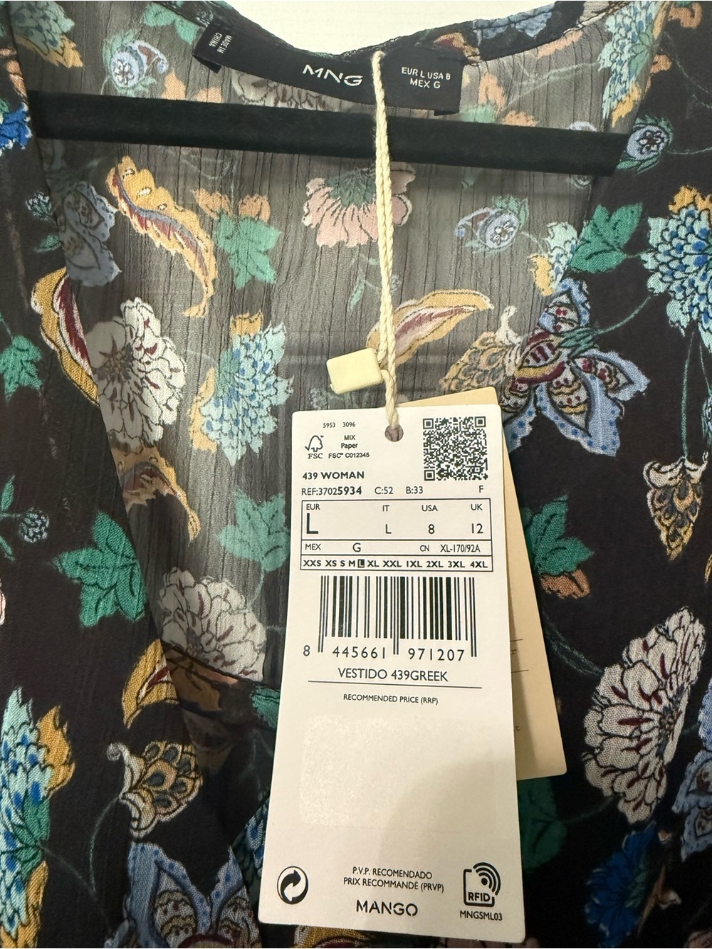 MNG Mango NWT Floral Long-Sleeve Chiffon Dress- 8 - Picture 6 of 10